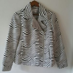 Erin London Zebra Animal Print Moto Jacket, Size M